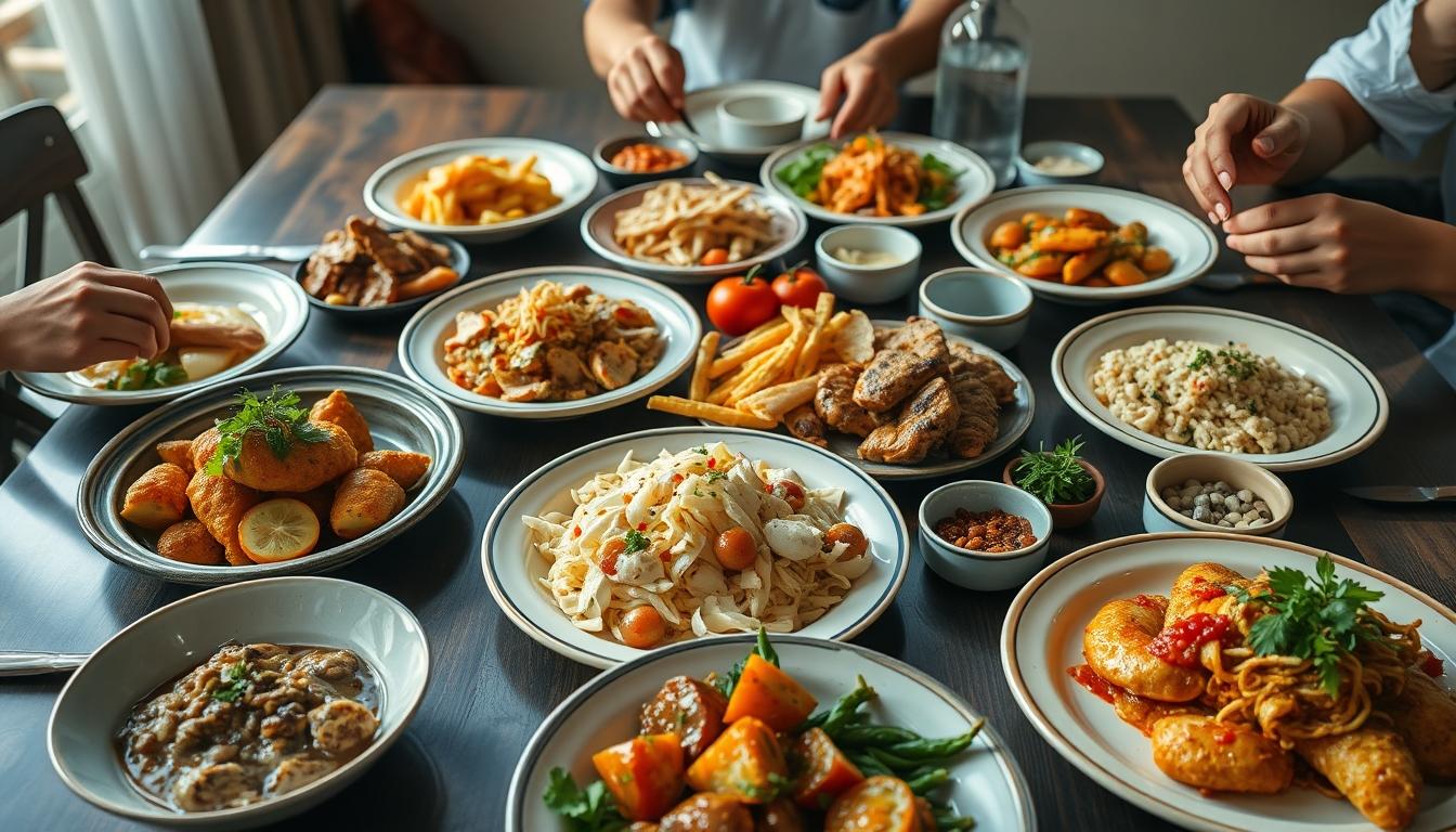 Fresh seasonal ingredients arranged for home cooking